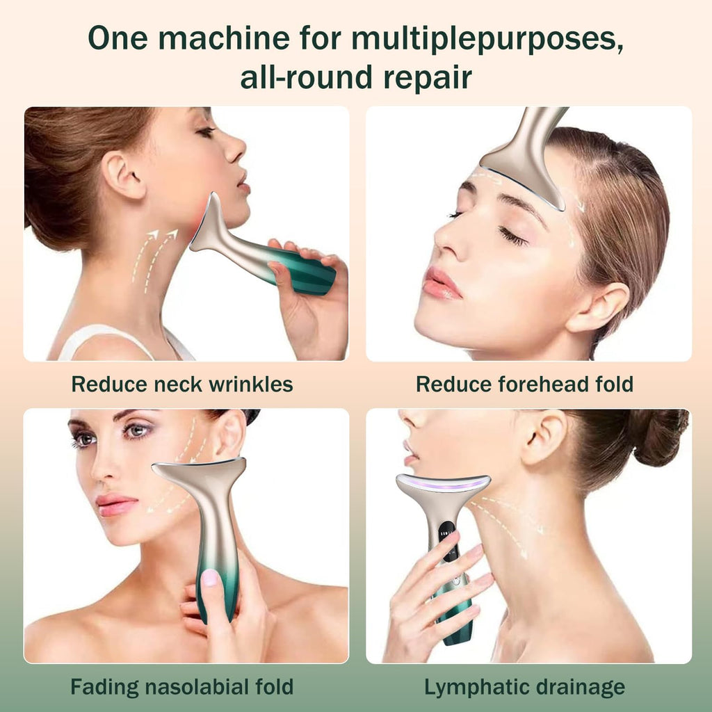 Masajeador Cara Cuello Antiarrugas Reductor Papada Mujer, 4 in 1 Masajeador Facial Eléctrico, Masajeador De Belleza Para Reafirmar La Piel Para Rostro Y Cuello, Recargable Por USB Portátil