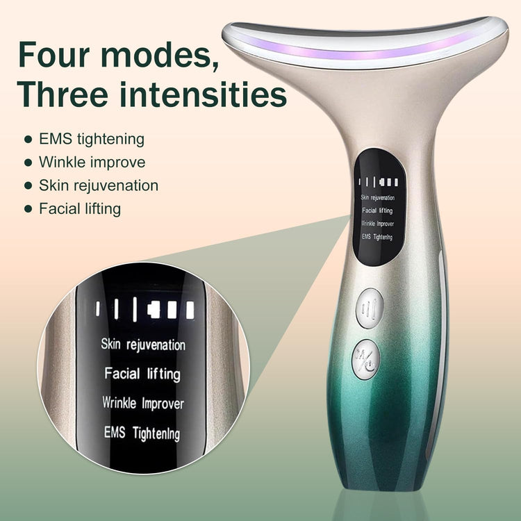 Masajeador Cara Cuello Antiarrugas Reductor Papada Mujer, 4 in 1 Masajeador Facial Eléctrico, Masajeador De Belleza Para Reafirmar La Piel Para Rostro Y Cuello, Recargable Por USB Portátil