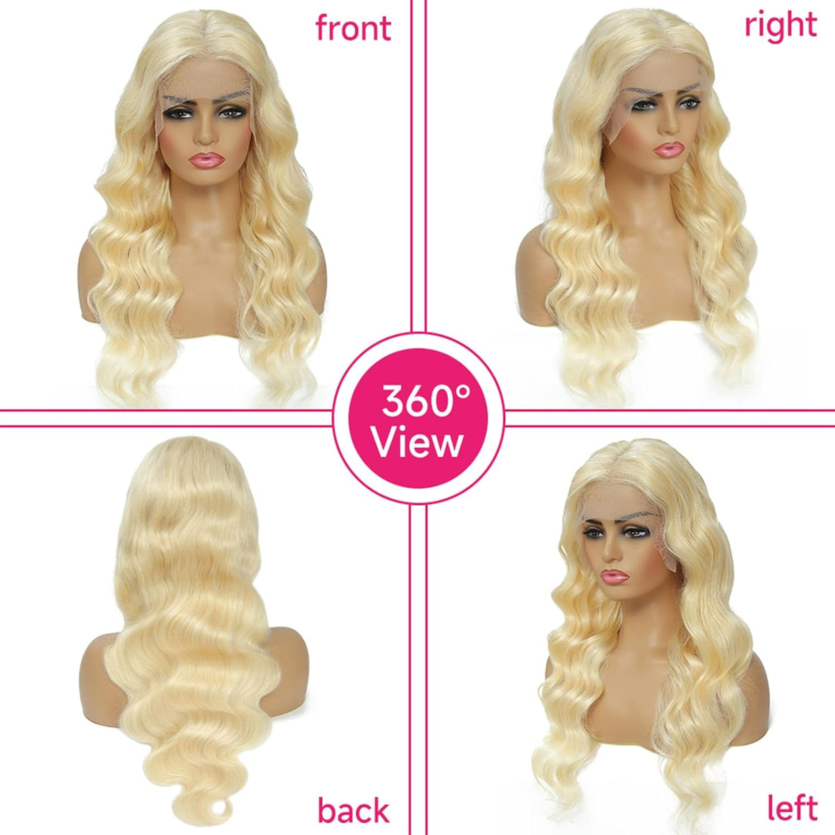 613 Lace Front Wig Blonde Wig Human Hair 13X6 HD Transparent Lace, 180 Density Blonde Human Hair Wig Pre Plucked
