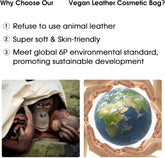 Makeup Bag, Travel Make up Organizer Cosmetic Brush Bags Case for Women in Vegan Leather, Sage Green, Patent Pending