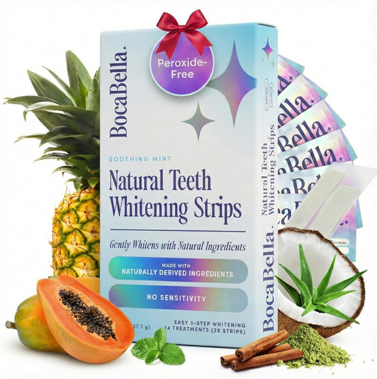 Teeth Whitening Strips for Sensitive Teeth – Natural, Peroxide-Free & Enamel-Safe | Clinically Tested Papaya & Pineapple Enzymes + Aloe & Coconut Oil | 14 Treatments for a Brighter, Whiter Smile