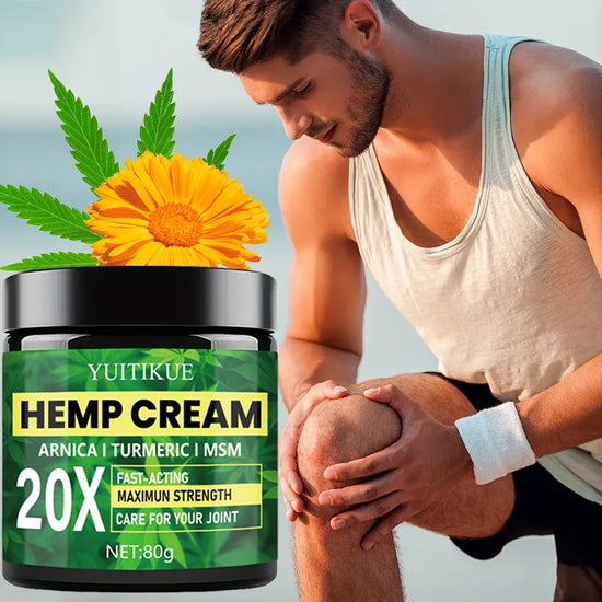 YUITIKUE Crema de cáñamo 80g con arnica y cúrcuma - 20X Cuidado de las articulaciones de acción rápida, máxima resistencia, hidrata y no pegajosa