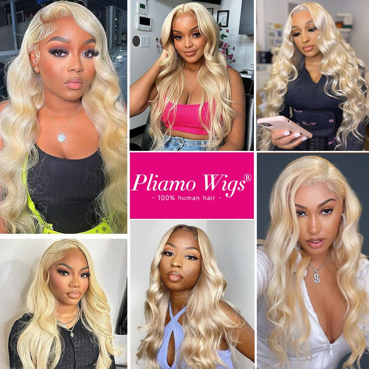 613 Lace Front Wig Blonde Wig Human Hair 13X6 HD Transparent Lace, 180 Density Blonde Human Hair Wig Pre Plucked