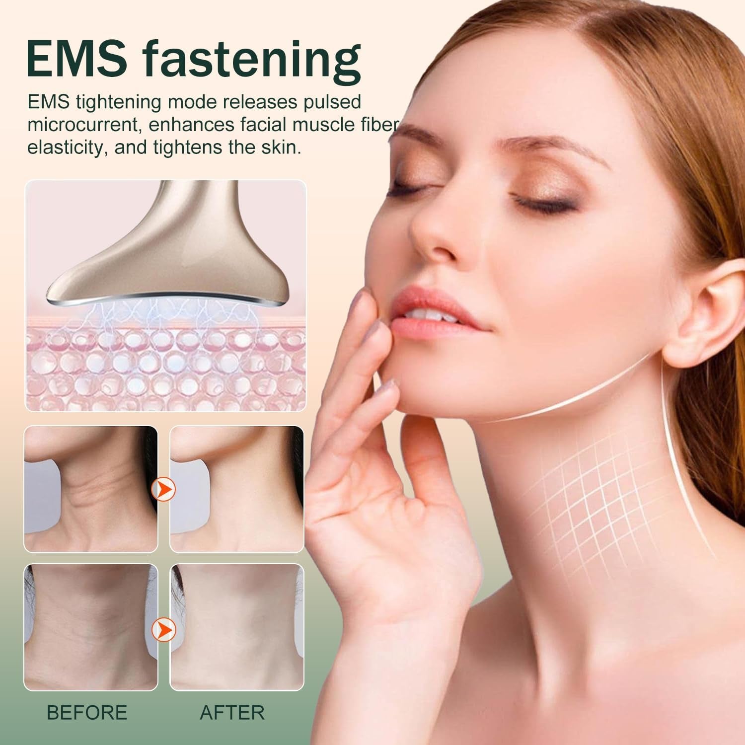 Masajeador Cara Cuello Antiarrugas Reductor Papada Mujer, 4 in 1 Masajeador Facial Eléctrico, Masajeador De Belleza Para Reafirmar La Piel Para Rostro Y Cuello, Recargable Por USB Portátil