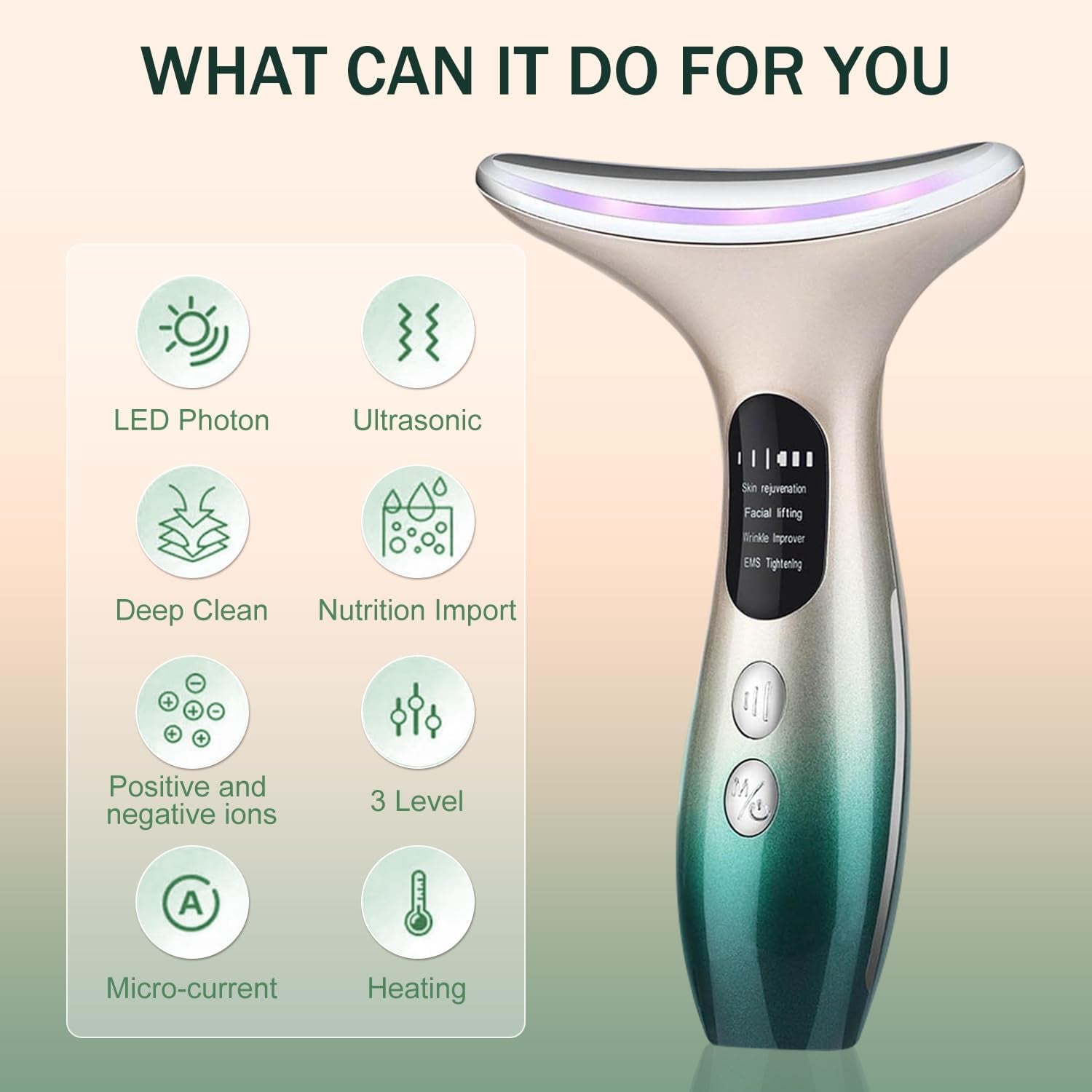 Masajeador Cara Cuello Antiarrugas Reductor Papada Mujer, 4 in 1 Masajeador Facial Eléctrico, Masajeador De Belleza Para Reafirmar La Piel Para Rostro Y Cuello, Recargable Por USB Portátil