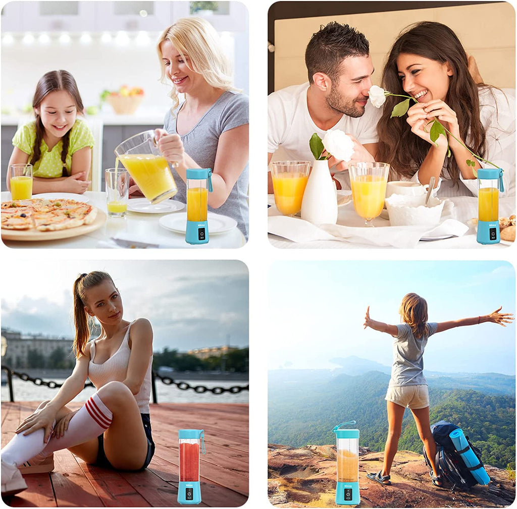 Personal Size Blender Juicer Cup - Portable Smoothies and Shakes Blender, Handheld Fruit Machine - Blue